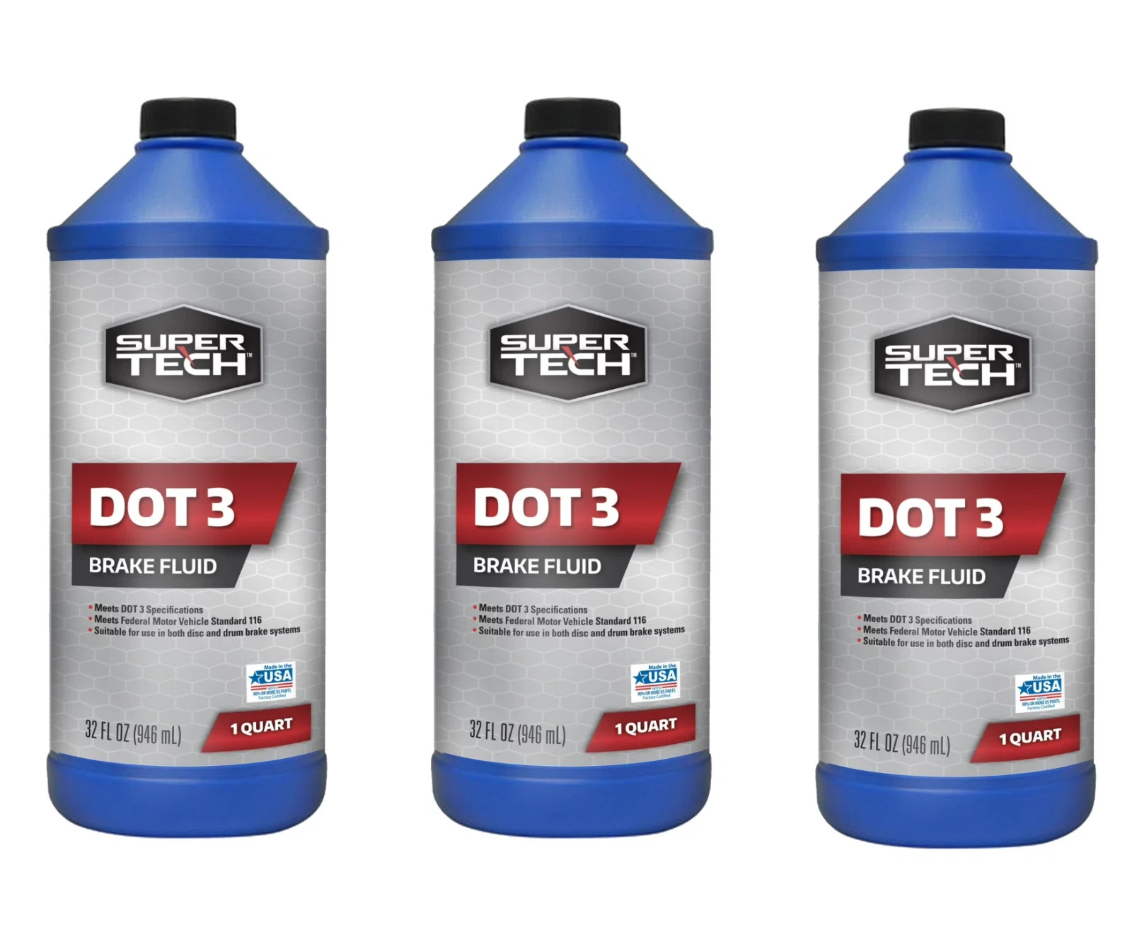 Super Tech DOT 3 Brake Fluid, 32 oz ( Pack 3)