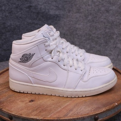 Nike Air Jordan 1 Mid Men's Size 10 US White Cool Grey Shoes Sneakers 554724-102