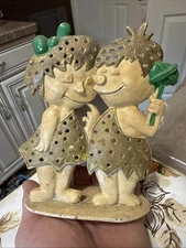 VINTAGE MID CENTURY 1960'S PEEBLES AND BAM BAM FIGURINE APPROX. 4 1/2" TALL