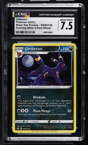 Pokemon Umbreon Black Star Promos SWSH129 Evolving Skies 3 Pk. Blister CGC 7.5