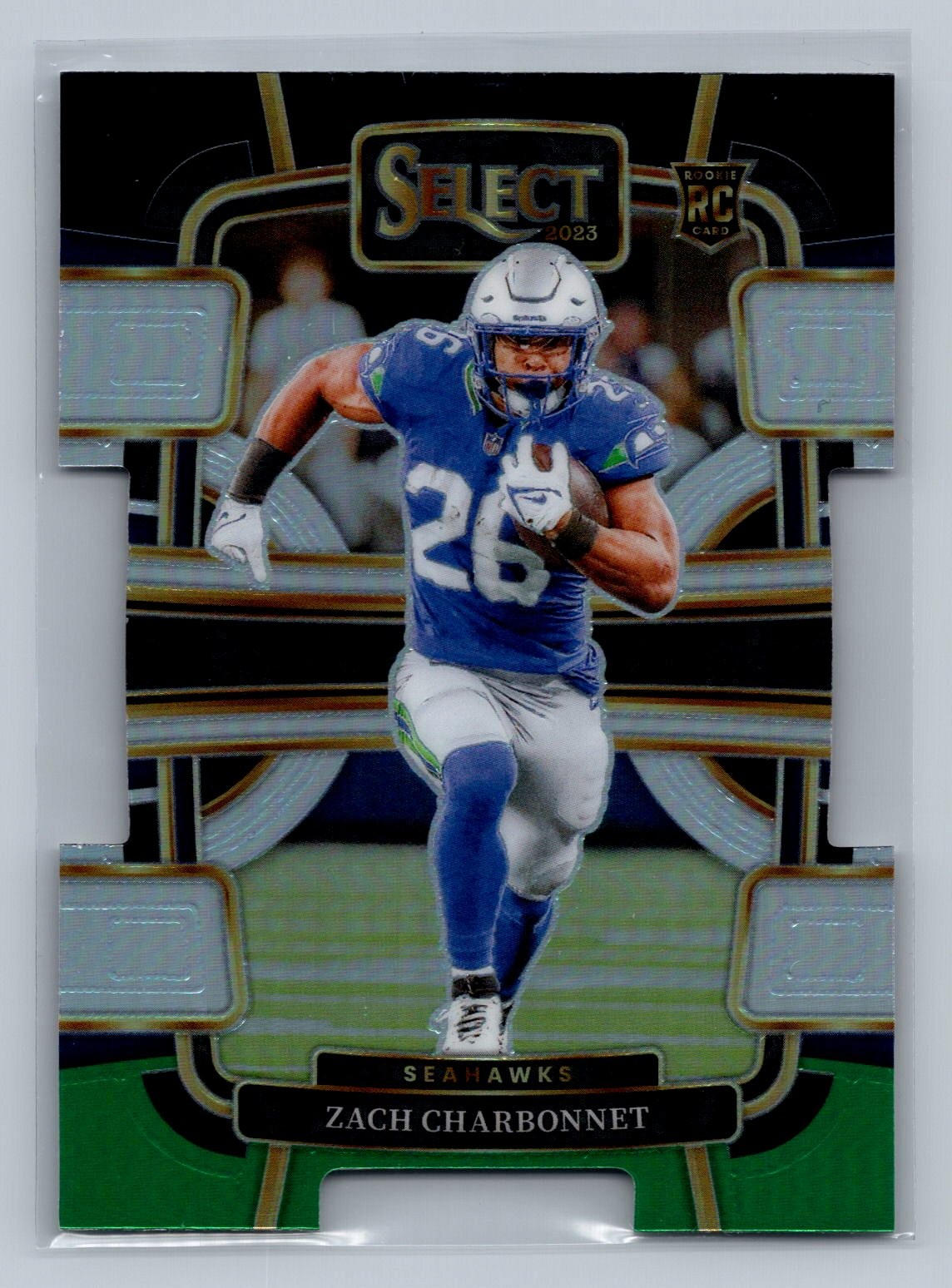 2023 Panini Select Zach Charbonnet Black and Green Prizms Die Cuts Rookie #86