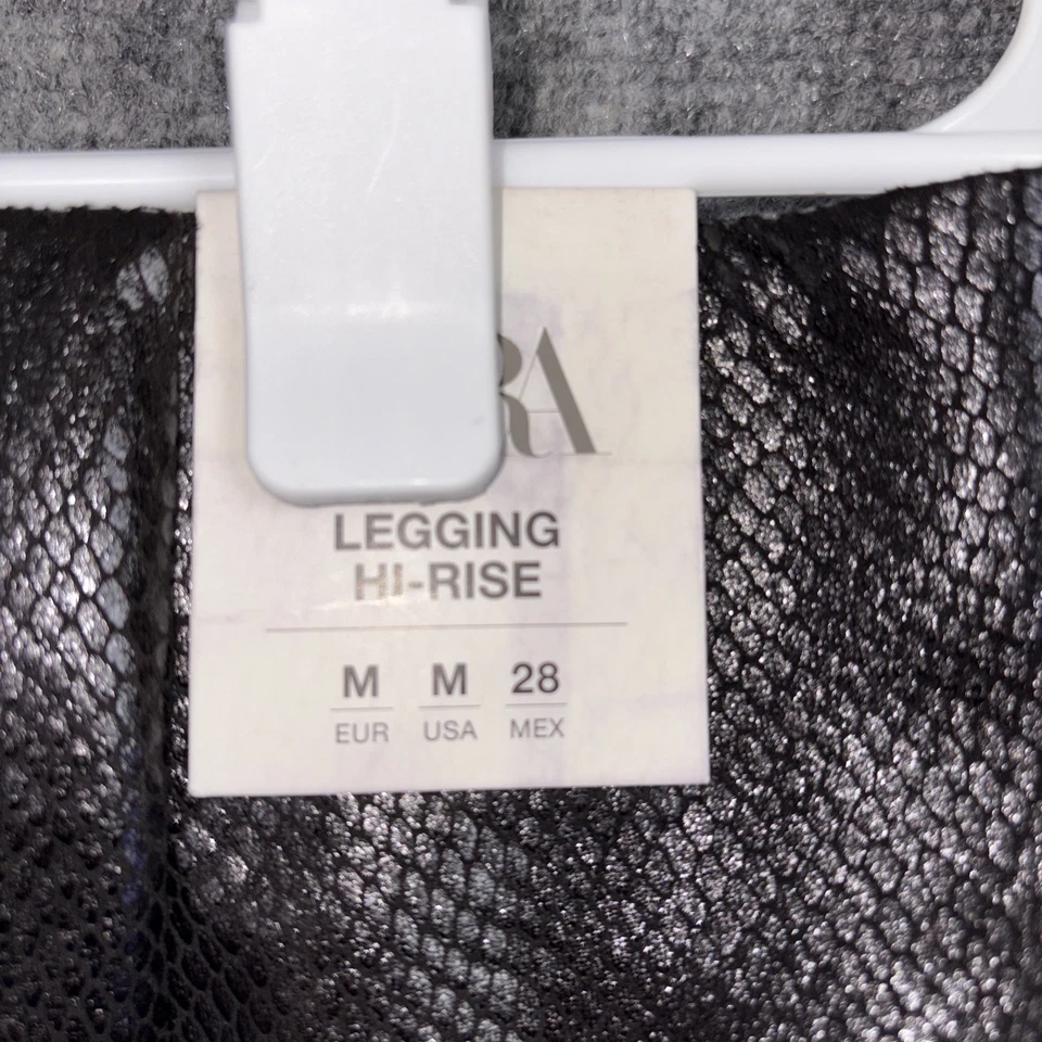 Sexy Pantalones Zara Para Mujer Talla M Negro Serpiente Tiro Alto Leggings Fecha Club Fiesta Foto 4 de 4
