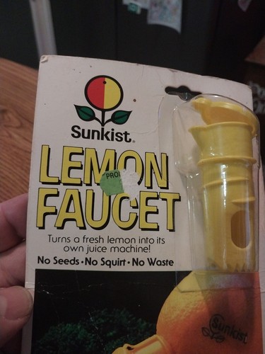 Vintage Sunkist Zitrone Wasserhahn Zapfhahn Fruchtsaftpresse Zitruspresse Gelb Neu - Bild 3 von 14