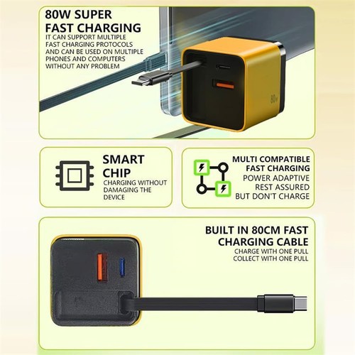 Chargeur 3 en 1 GaN évolutif 80w Max Module Chargeur Rapide avec Ports Type C & USB - Photo 4 sur 10