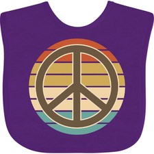 Inktastic Retro Peace Sign Sunset Baby Bib Symbol 70s 80s Hippie Clothing Infant