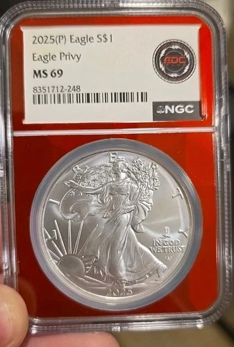 2025 P Silver Eagle PRIVY NGC MS 69 RED BACK