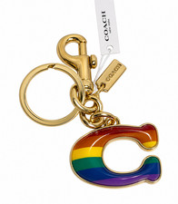NWT NEW COACH 3D Signature Bag Charm Key Ring Chain Rainbow Keychain -RARE 1633