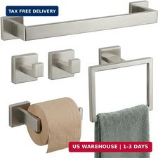 5-Piece Bathroom Hardware Set, 23.6 in Towel Bar, Brushed Nickel