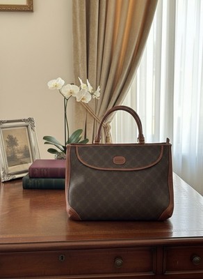 VINTAGE BALLY MONOGRAM SATCHEL HANDBAG/ PURSE - with dust bag