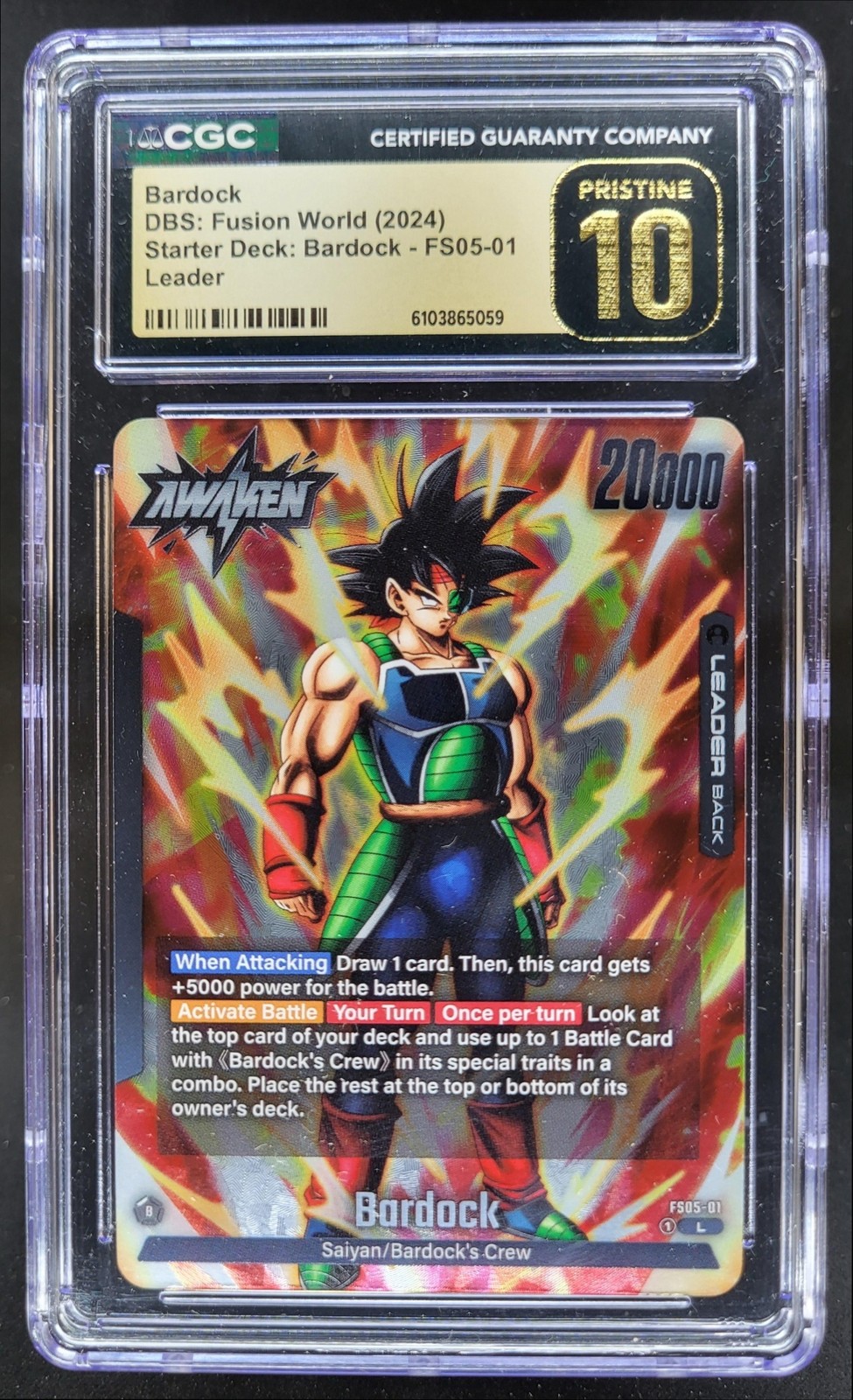 2024 DRAGON BALL SUPER FUSION WORLD BARDOCK LEADER FS05-01 CGC 10 PRISTINE P RC7