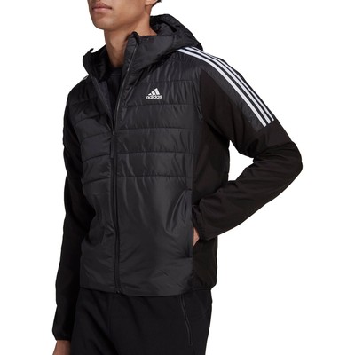 Adidas Essentials Insulated Hooded Herren Hybrid Jacke Schwarz Outdoor Wandern Mantel