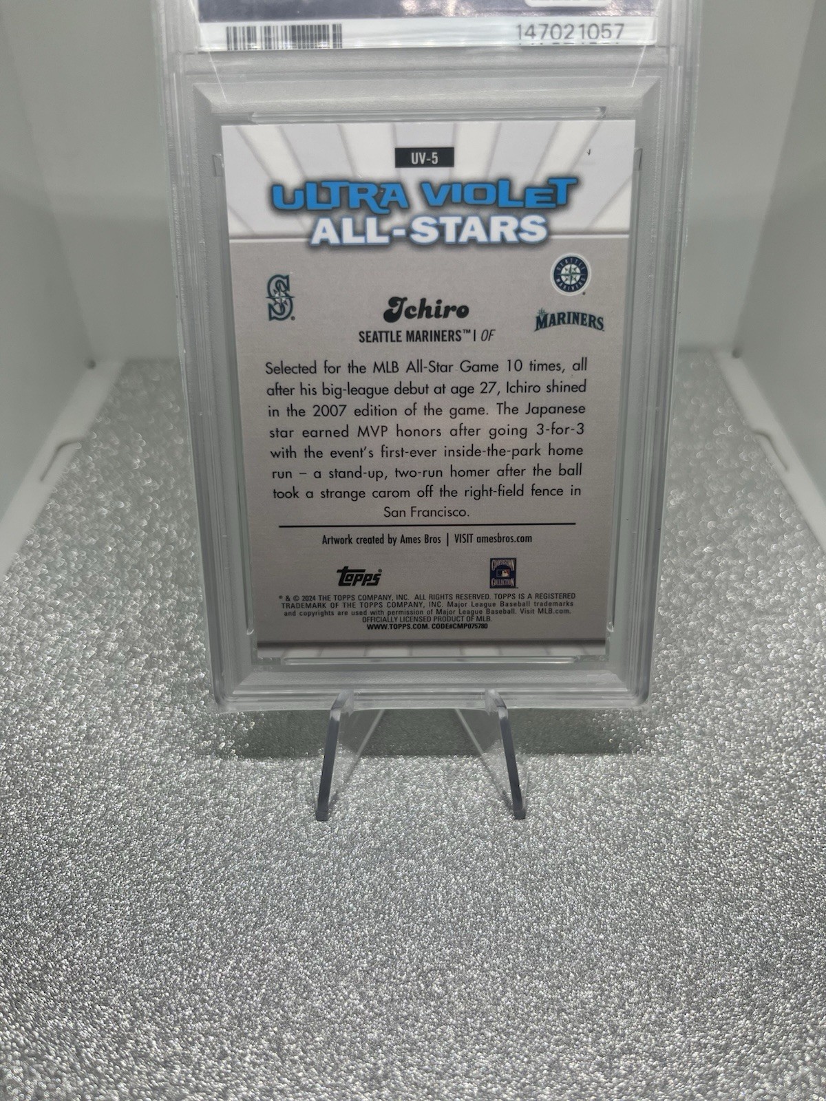 2024 Topps Chrome - Ultraviolet All-Stars Ichiro Suzuki GRADED PSA 10 view 3