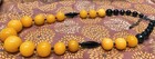 Vintage Amber Butterscotch Egg Yolk And Onyx Facited Beads — photo 2