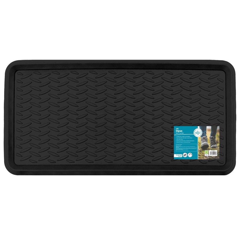 JVL Opus Moulded Rubber Boot Tray Mat Heavy Duty Indoor Outdoor 41x81cm