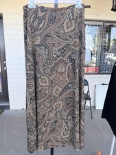 Vintage Liz Claiborne Paisley Midi Skirt Womens 8 Boho 90s Brown