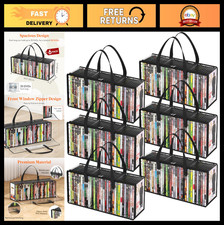 Clear DVD Storage Bags - Stackable Media Organizer, Holds 210 Discs, Zippered Ca