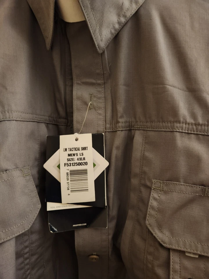NWT Propper  Olive Green Tactical Shirt Teflon Long Sleeve Sz 4XLR  - Image 3 of 4