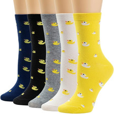 5 Pairs Cute Patterned Socks Warm Crew Socks