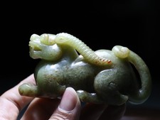 China Dynasty Ancient Hetian Old Jade Pixiu Brave Troops Unicorn Beast Pendant M