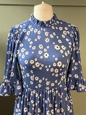 Women’s ASOS Blue Flower Print Long Dress Size Uk 8