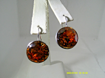 GOLDENE CITRINFARBENE OHRRINGE IN STERLINGSILBER ZARGENFASSUNG 17 MM RUND