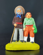 Santon Argile  " Aveugle et son fils " dans le goût de  Saurel   crèche de  Noël