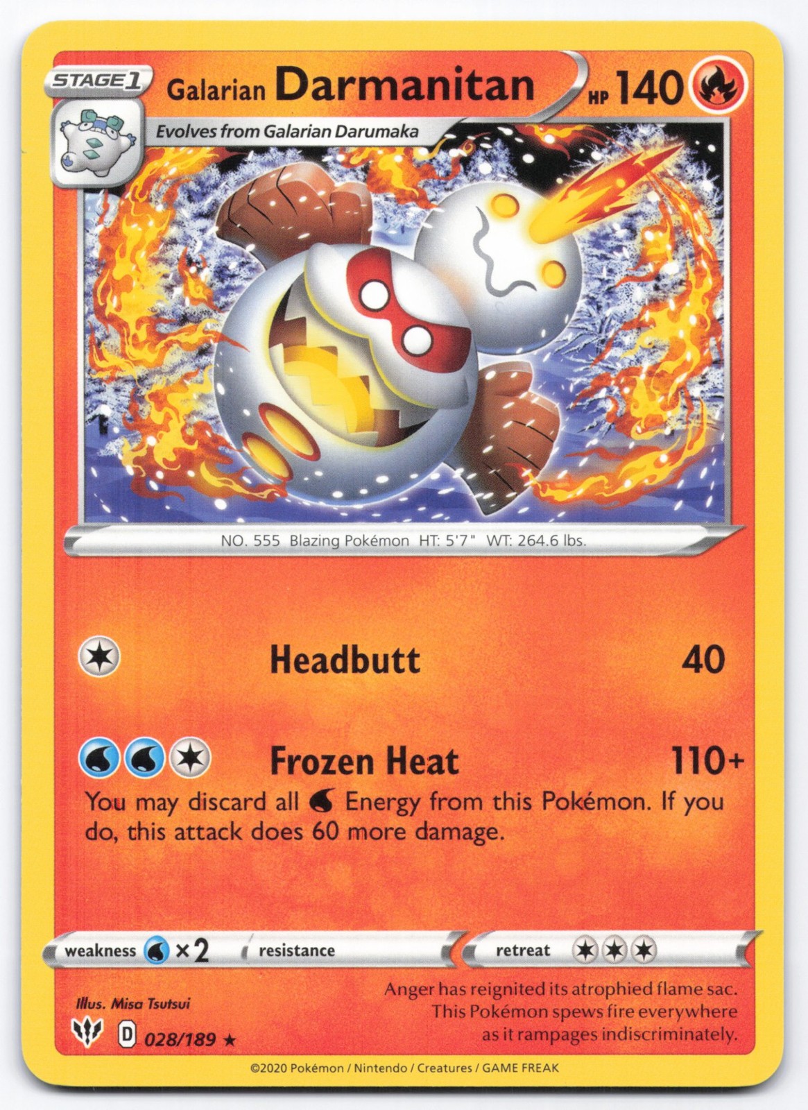 Pokémon TCG Galarian Darmanitan (28) 028/189 SWSH03: Darkness Ablaze LP