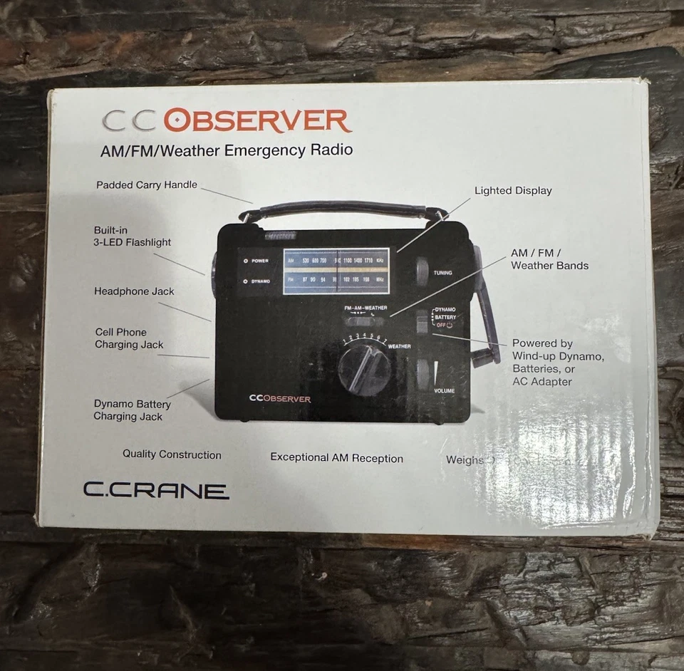 CC Observer Emergency Am Fm Weather Radio with enhanced reception, Handcrank - Image 2 of 2