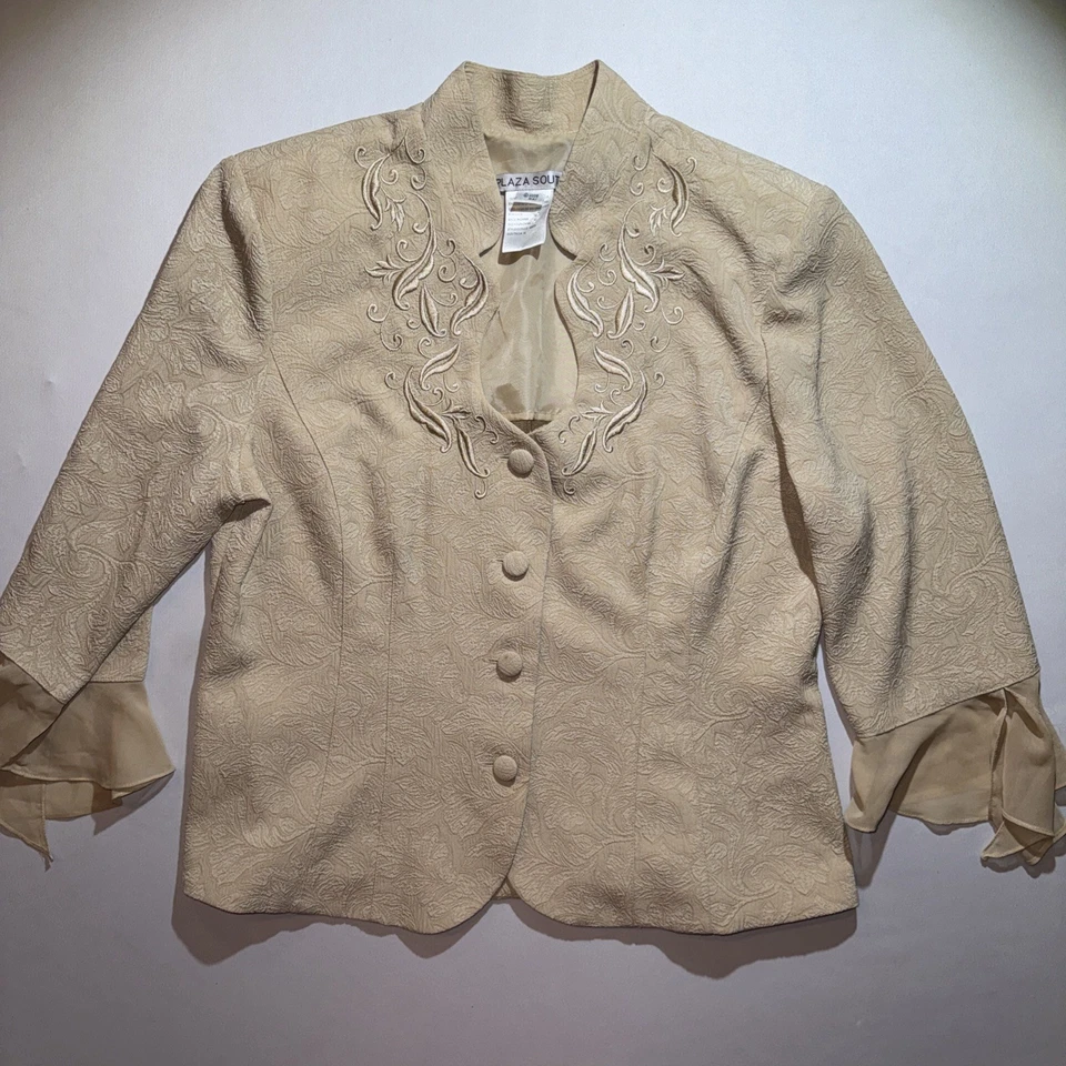 Plaza South Chaqueta Falda Traje Conjunto Mujer 12 Midi Elegante Beige Iglesia Formal Foto 2 de 4