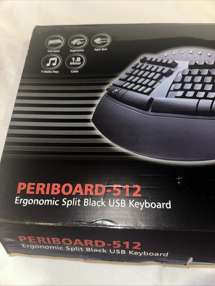 Perixx Periboard 512 Ergonomic Split Keyboard Natural Design Black MIB Sealed - Image 2 of 4