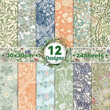 24 Sheets William Morris Scrapbook Paper Pad Double-Sided Vintage white