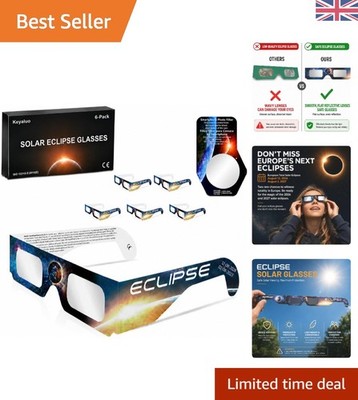 Zertifizierte Sonnenfinsternis Brille - 6er Pack mit Vollrand UV-Schutz & Klarheit