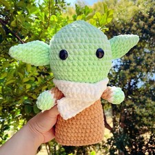 Handmade Baby Yoda Crochet Plush  Amigurumi Yoda Plushie for Star Wars Fans