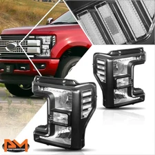 For 17-19 Ford Super Duty Headlight/Lamps Replacement Black Housing Clear Corner