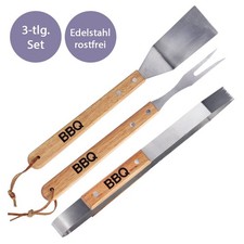 3 tlg Grillbesteck Set Wender Grillzange Edel...