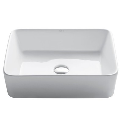 Kraus KCV-121-SO White 18-3/4'' Ceramic Vessel Bathroom Sink Only