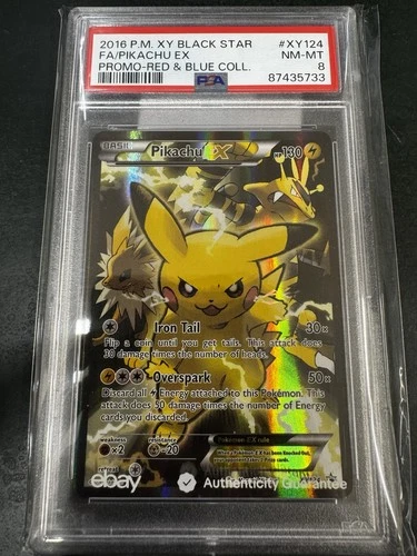 2016 Pokemon XY Black Star Promo Red Blue Collection #XY124 FA Pikachu EX PSA 8