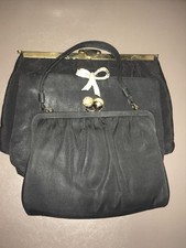 Vintage from 50's lot of three black satin evening purses, all for 28.00