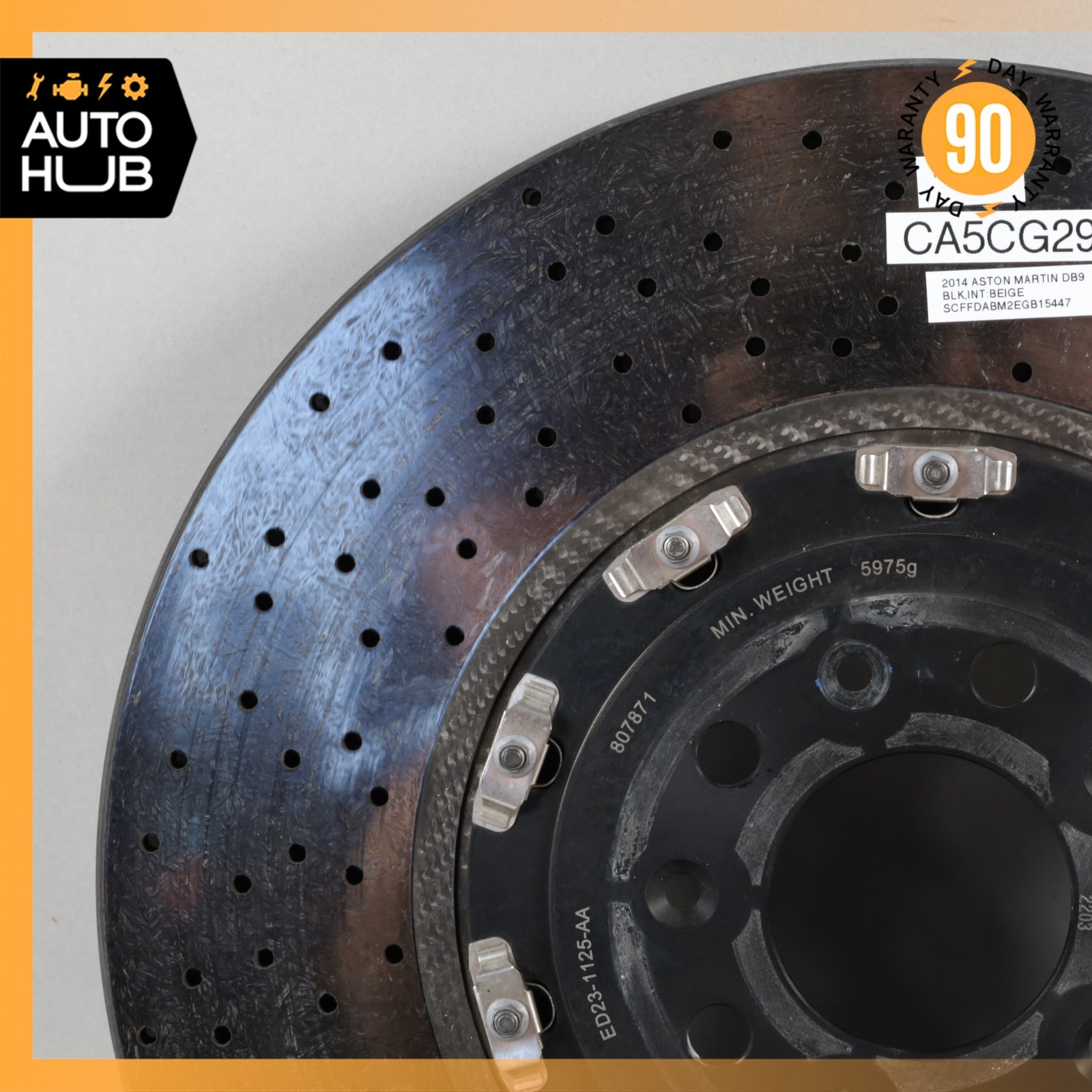 08-16 Aston Martin DB9 DBS Front Carbon Ceramic Brake Rotor ED231125AA OEM 22k