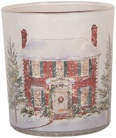 Clayre & Eef 6GL5462 Teelichthalter Weiß Rot Durchmesser 7X8 Cm