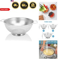Stainless Steel Colander 3QT Kitchen Strainer for Fruits Vegetables Food