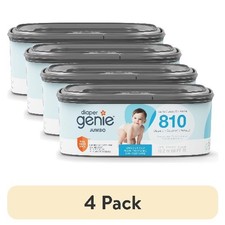  4 pack Diaper Genie Jumbo Square Refill, Unscented, Holds up to 810 Newborn