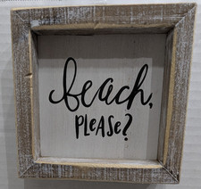 Beach Please Wood Hanging Free Standing Sign Beach Summer Decor 5"x5"