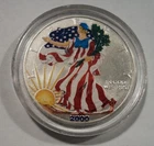 2000 American Silver Eagle Colorized 1 Ounce .999 Silver Coin In Capsule