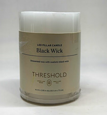 Threshold LED Flameless Pillar Candle Timer Remote Ready Unscented White 4 in