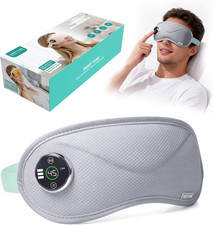 Heated Eye Mask with Massager, 3D Contoured Light-Blocking Sleep Mask for Dry Ey