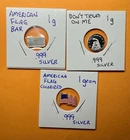1 Gram .999 Fractional Silver (lot of 3) AMERICA SEE PICS !!!