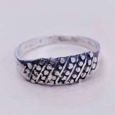 Size 7, vintage Sterling silver handmade ring, 925 beads band