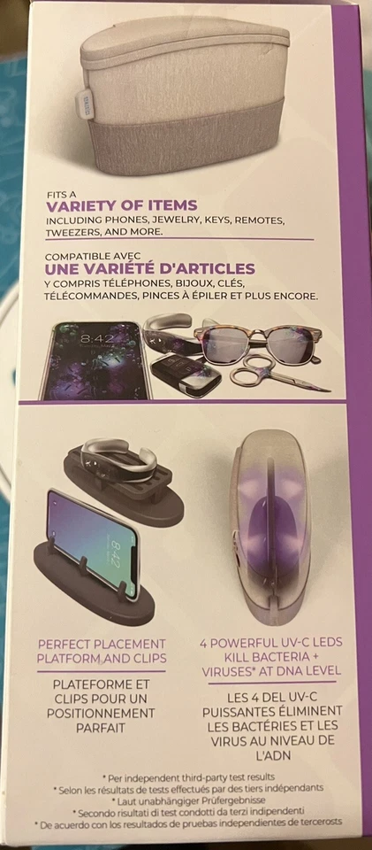 Bolsa desinfectante recargable portátil HoMedics UV-Clean - gris. **NUEVO** Foto 4 de 4