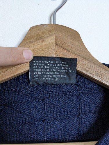 Vintage 3D Cable Knit Jumper Mens 18 Blue 100% Pure New Wool Made In Australia - Picture 4 of 9